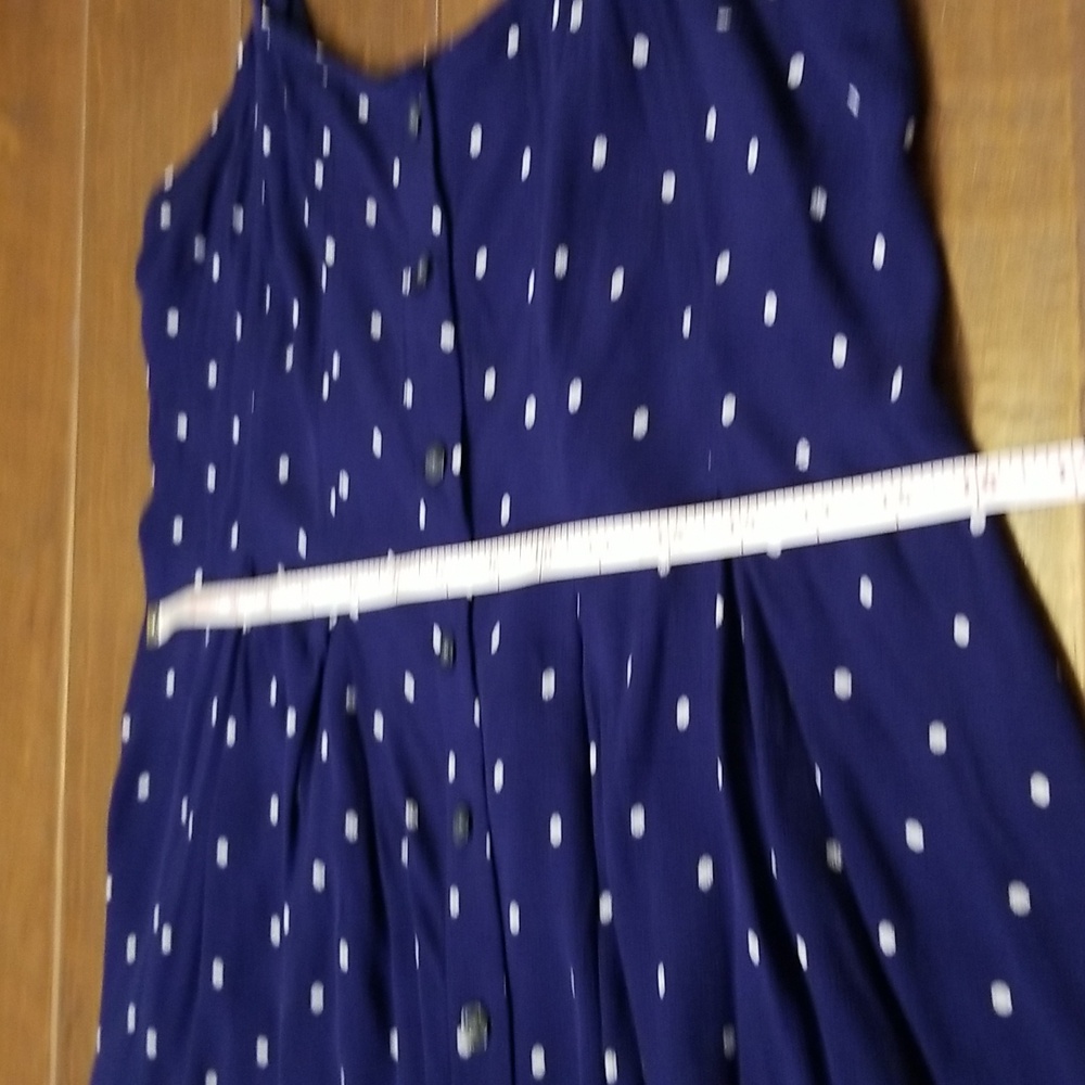 Madewell Sleeveless Blue White Polka Dot Flutter Strap Square Neck Mini Dress - Picture 12 of 14